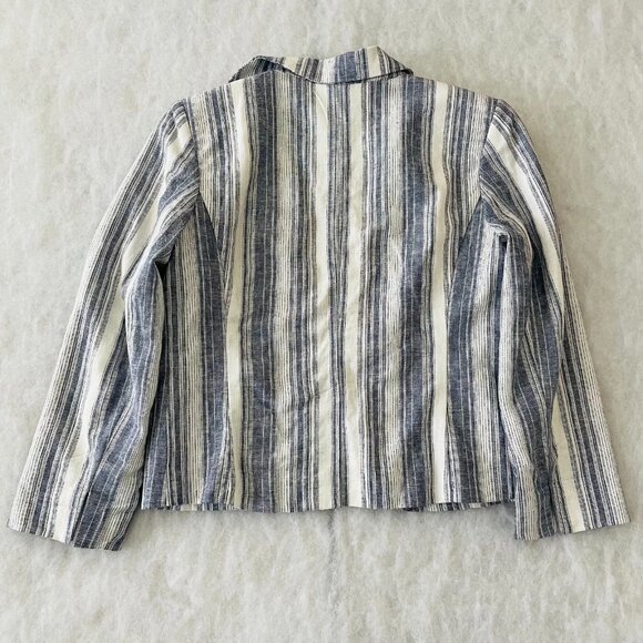 NWT Loft Outlet Womens Blue& White Striped Long Sleeve Pant Suit Blazer Size 4 - Picture 2 of 8